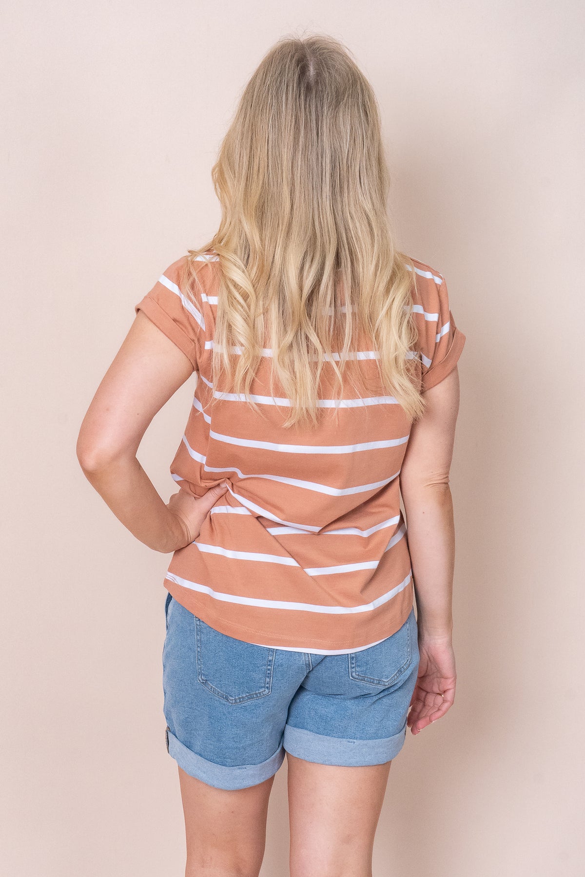 Manly Stripe Tee in Clay - Foxwood