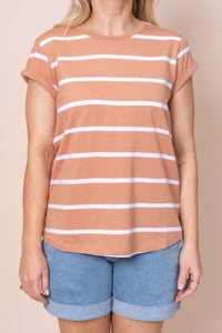 Manly Stripe Tee in Clay - Foxwood