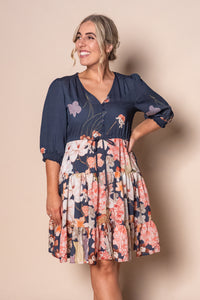 Tamara Floral Dress in Navy