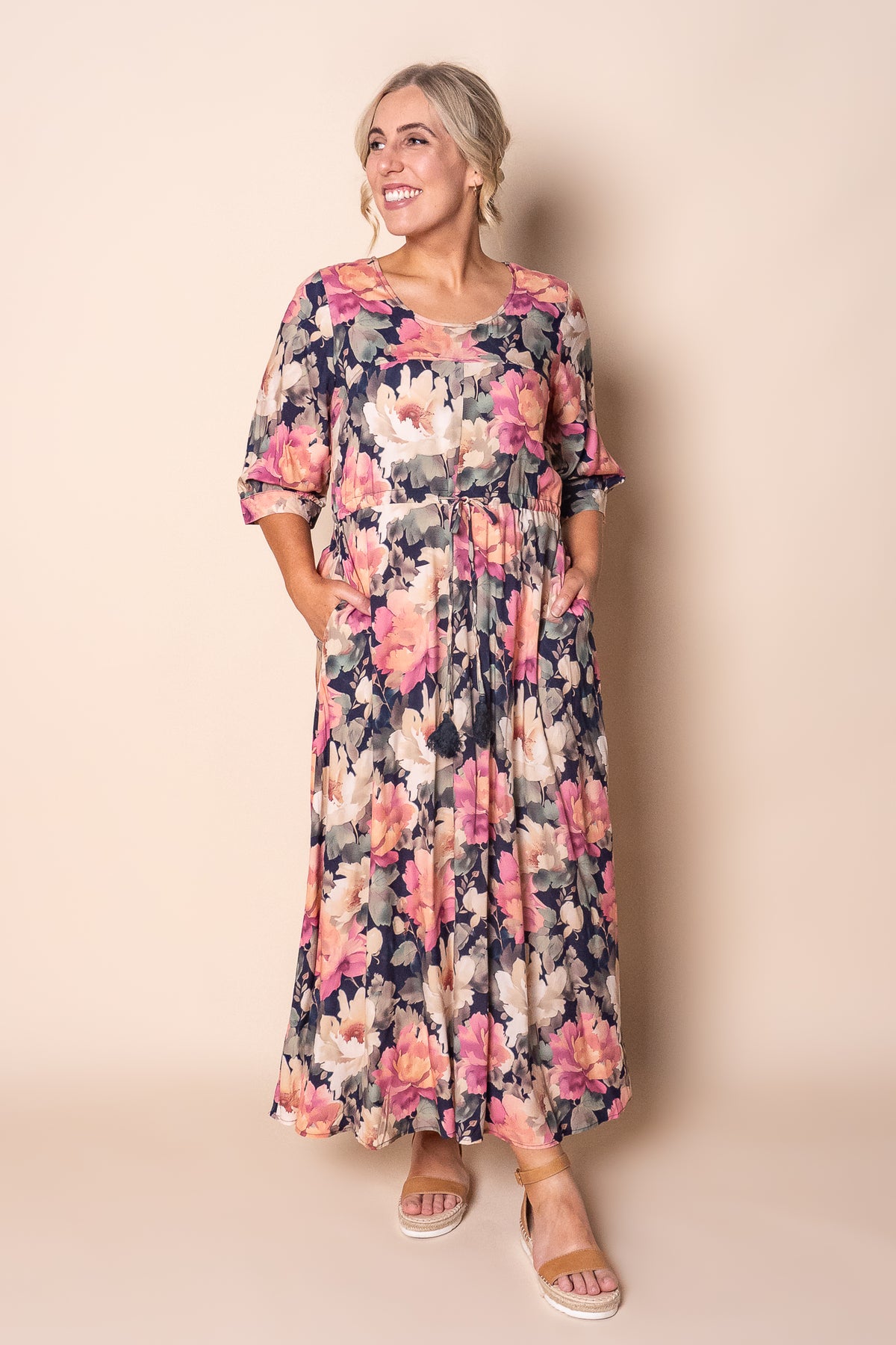 Vittoria Midi Dress in Deep Navy