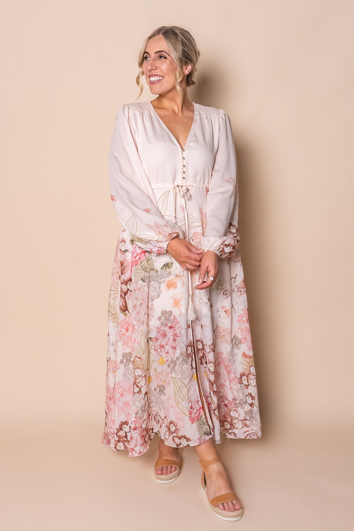 Manuela Maxi Dress in Blush Pink