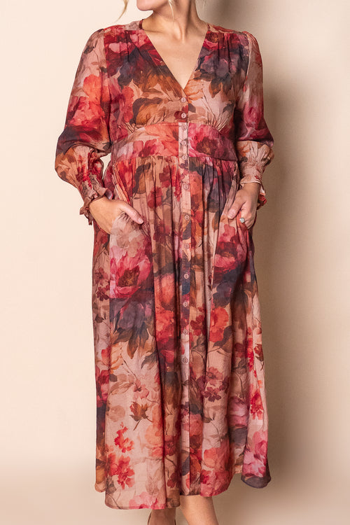 Jasmina Midi Dress in Tan