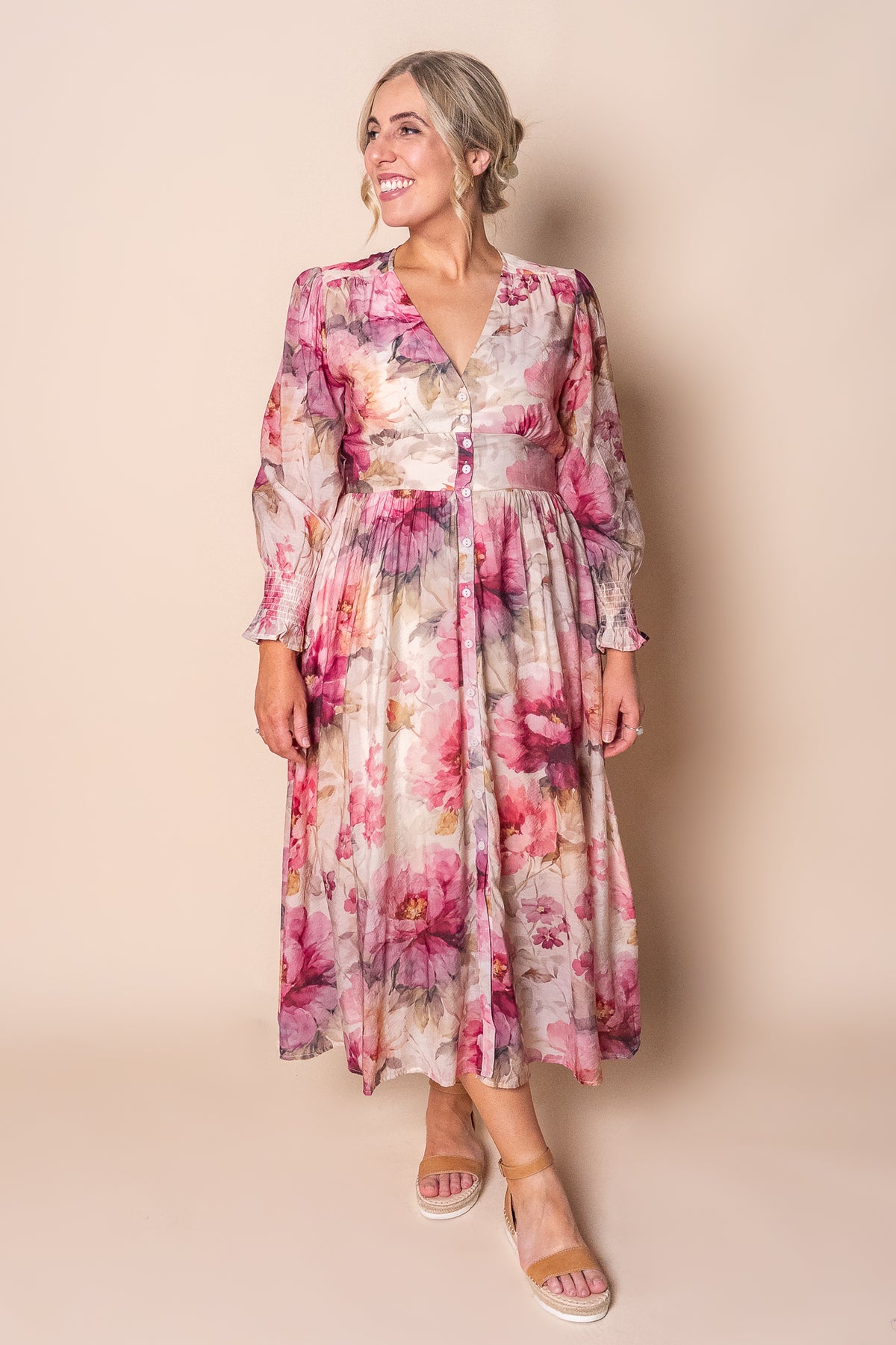 Jasmina Midi Dress in Cream