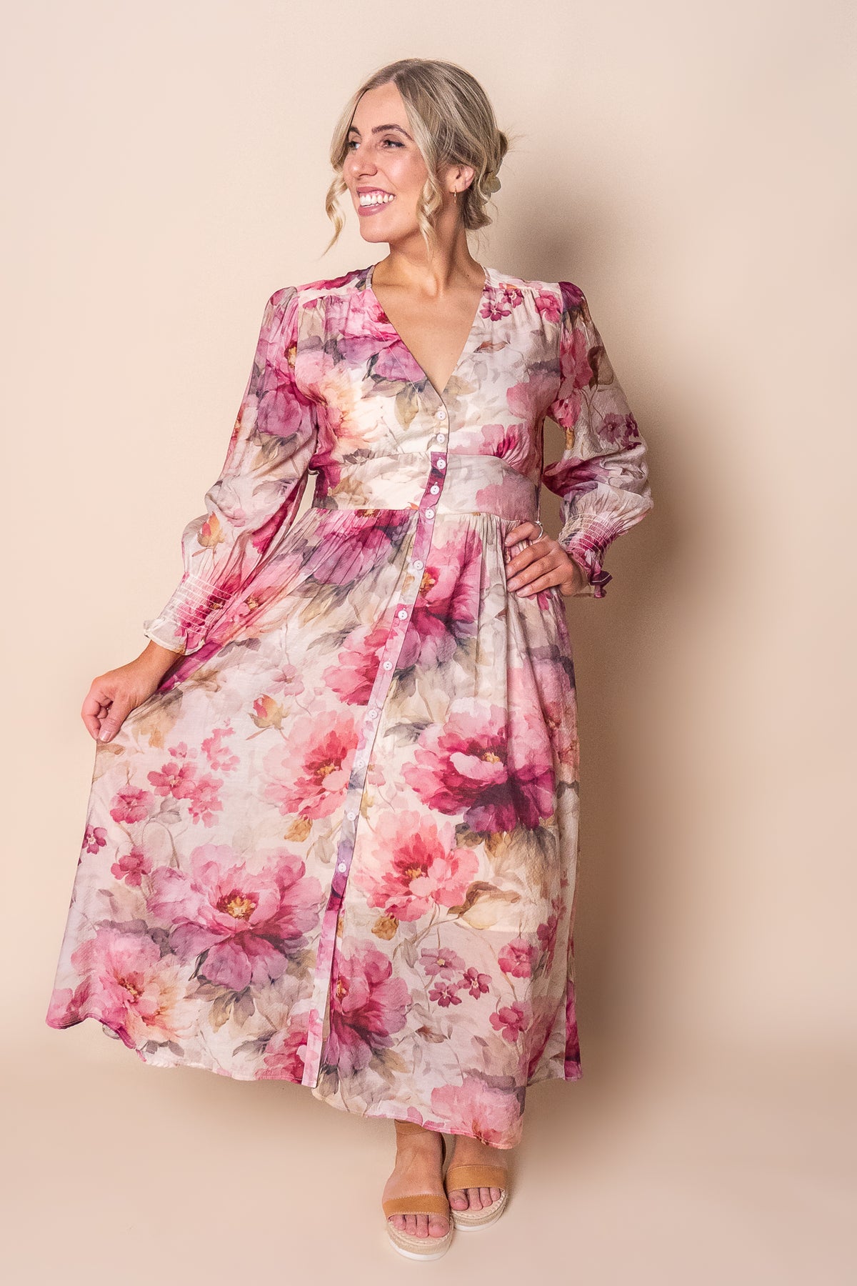 Jasmina Midi Dress in Cream