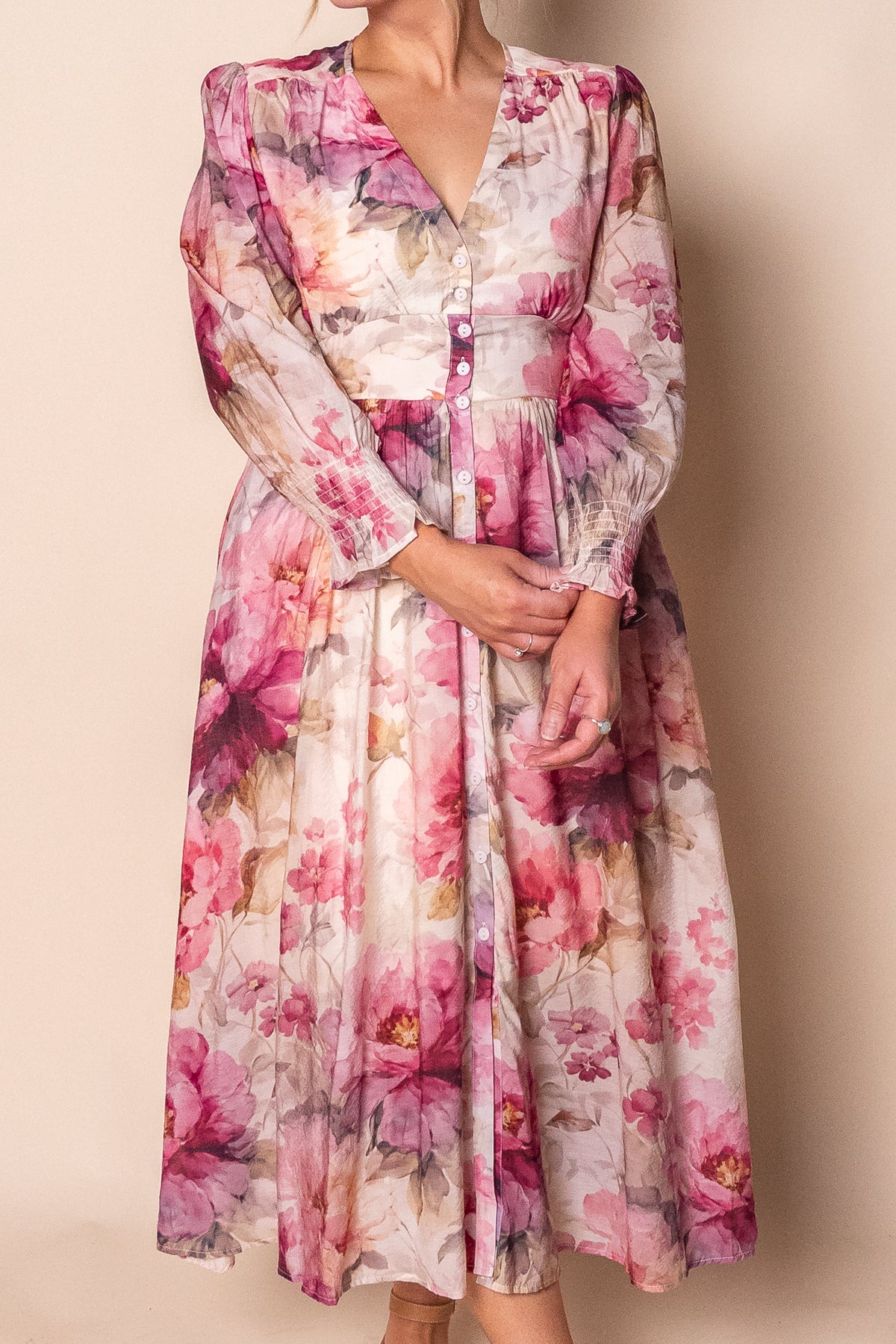 Jasmina Midi Dress in Cream