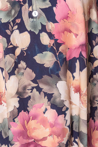 Tonia Floral Top in Deep Navy