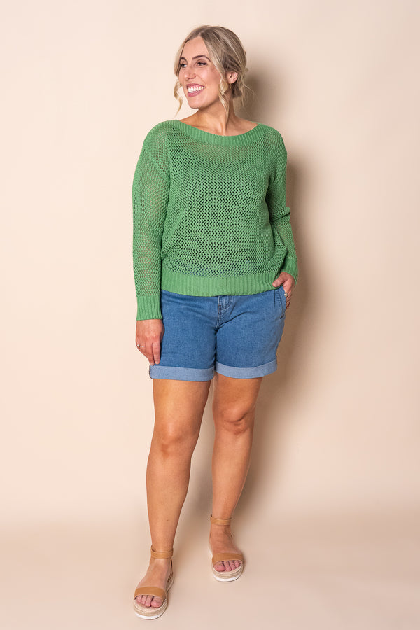 Filippa Cotton Crochet Knit Top in Green