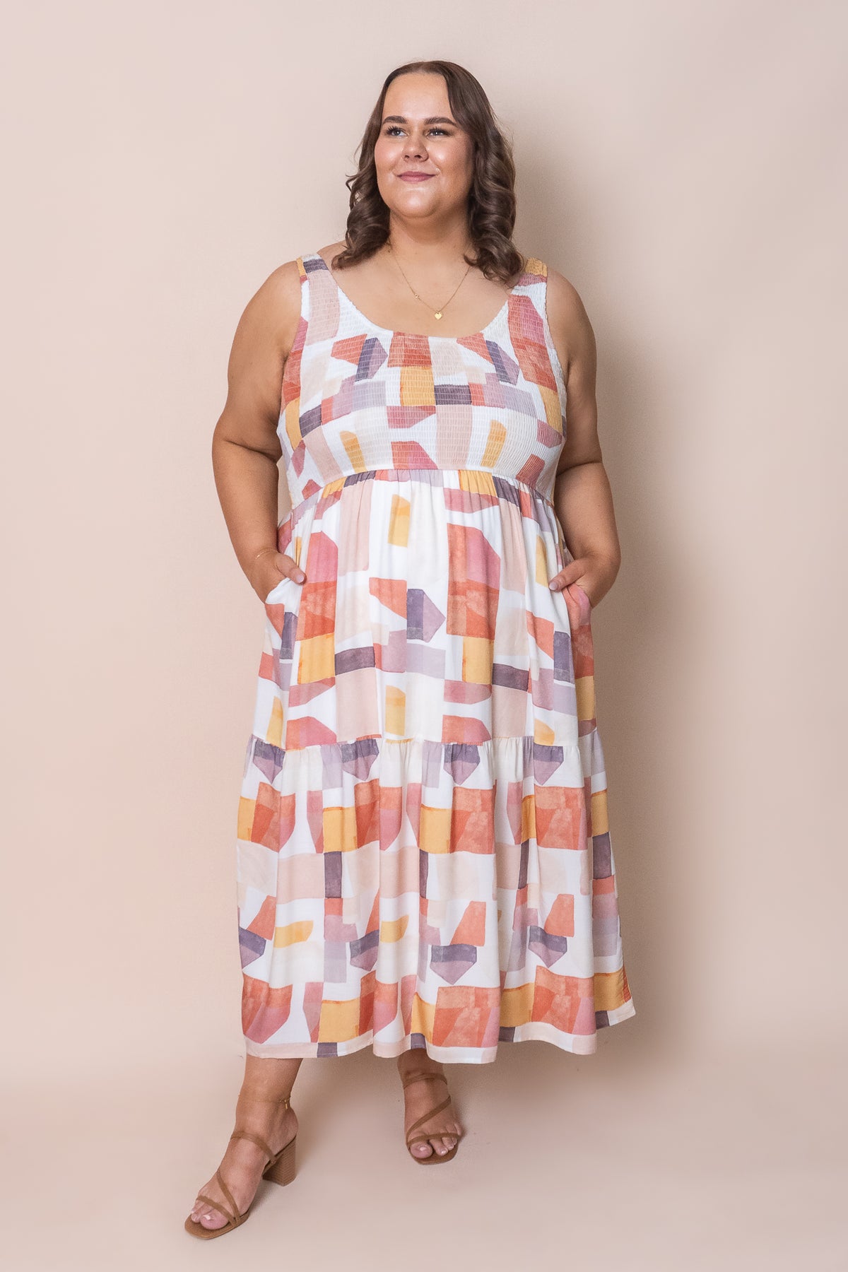 Edwina Dress in Rust Multi