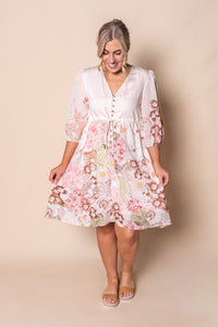 Nadina Floral Dress in Blush Pink