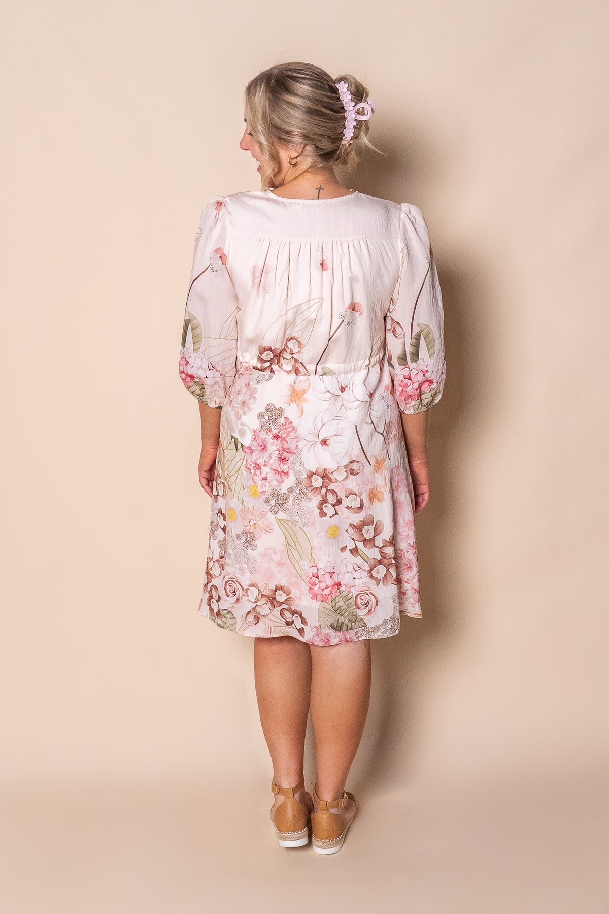 Nadina Floral Dress in Blush Pink