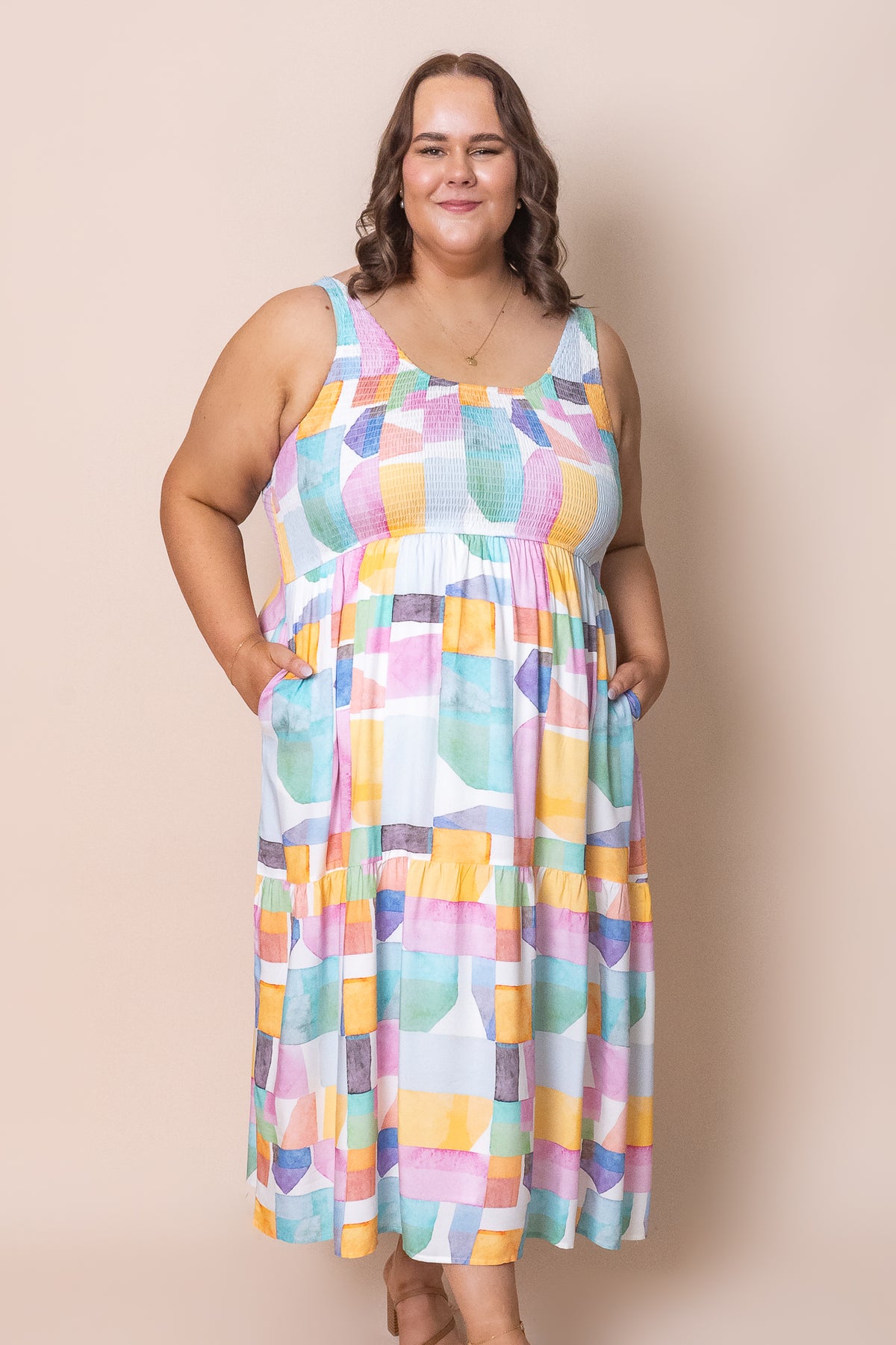 Edwina Dress in Pink Multi