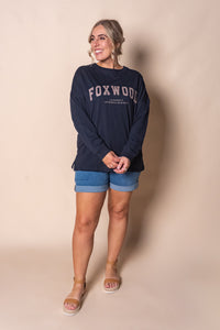 Interval Long Sleeve Tee in Navy/Brown - Foxwood