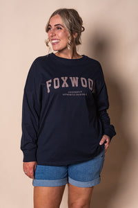 Interval Long Sleeve Tee in Navy/Brown - Foxwood