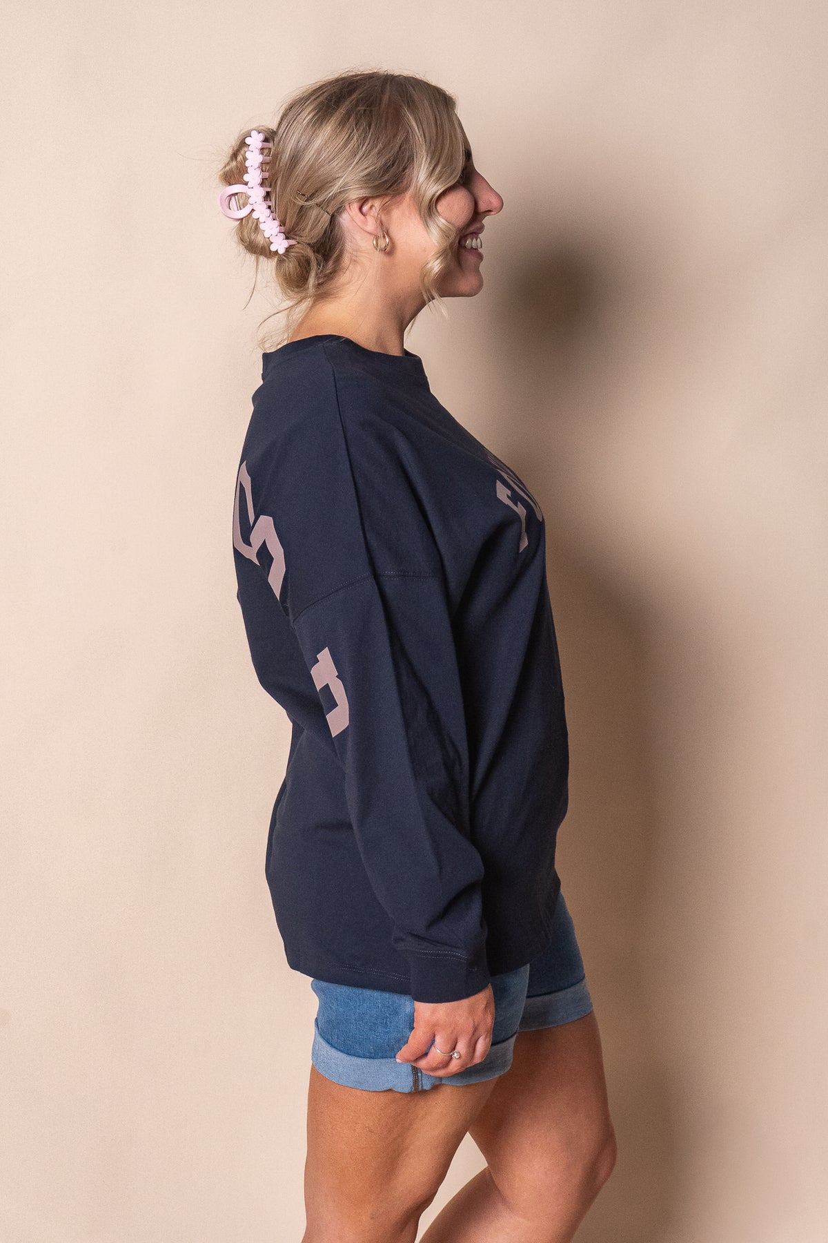 Interval Long Sleeve Tee in Navy/Brown - Foxwood