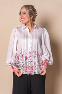 Tania Floral Top in Blush Pink