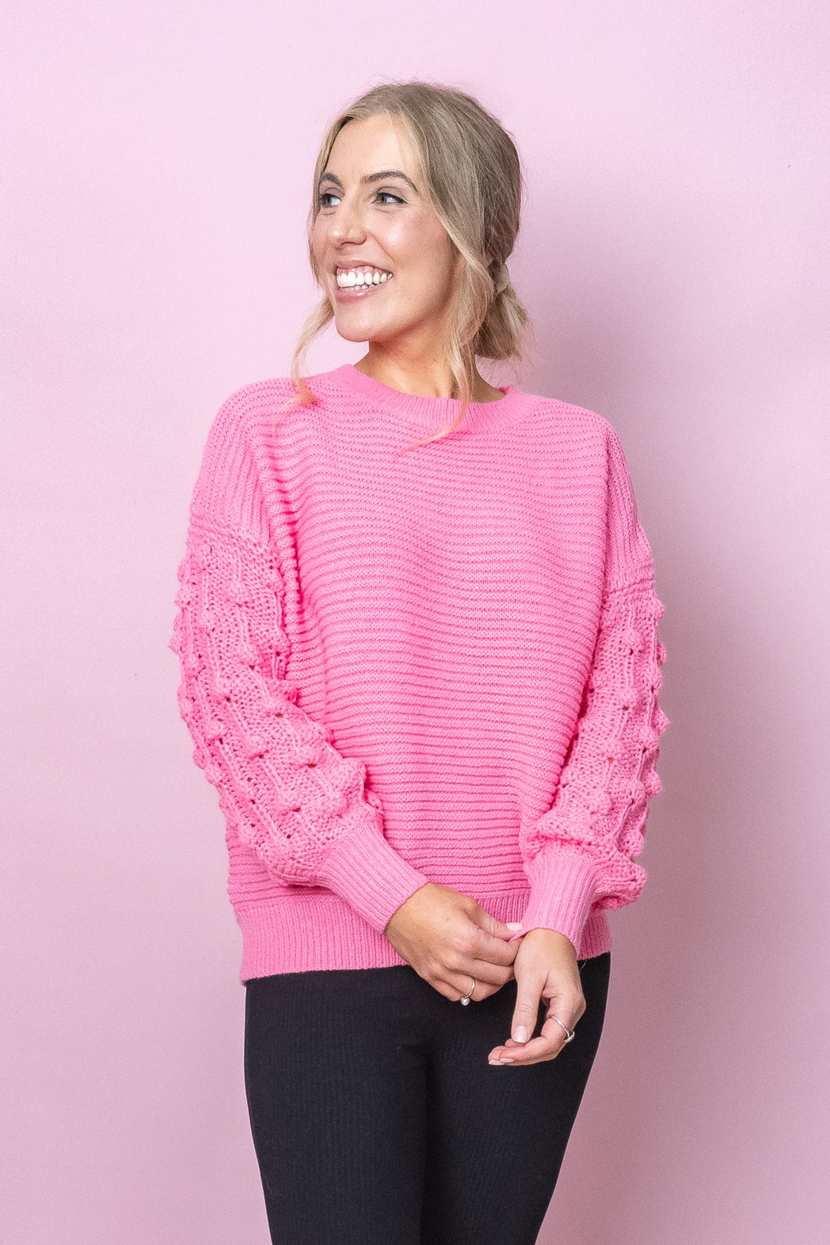Dee Knit Jumper in Bright Pink
