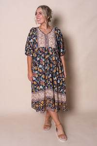 Rebekah Midi Dress in Deep Navy