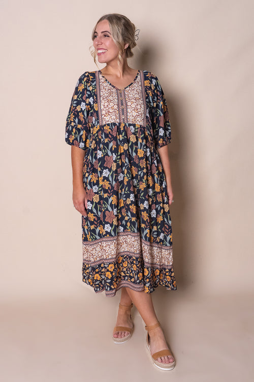 Rebekah Midi Dress in Deep Navy