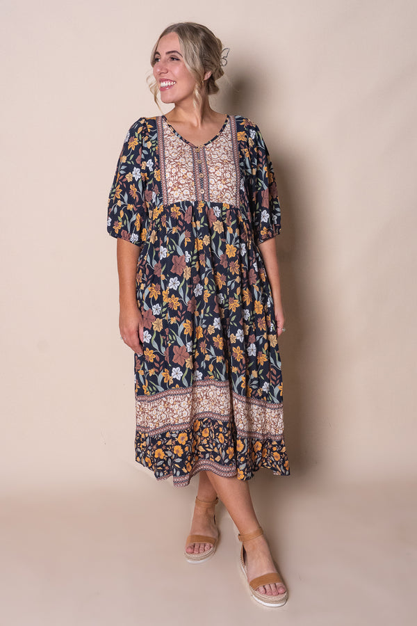 Rebekah Midi Dress in Deep Navy