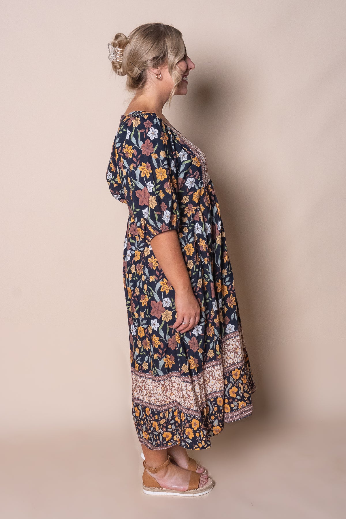 Rebekah Midi Dress in Deep Navy