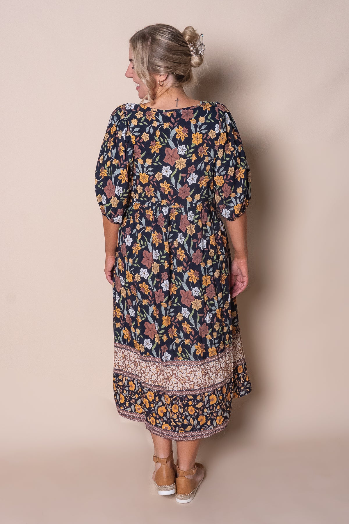 Rebekah Midi Dress in Deep Navy