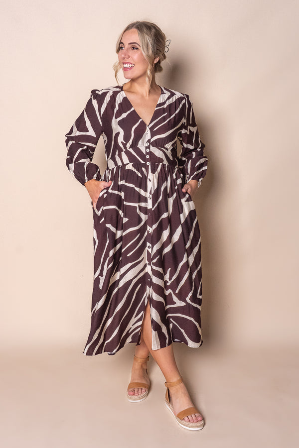 Oliver Midi Dress in Chocolate