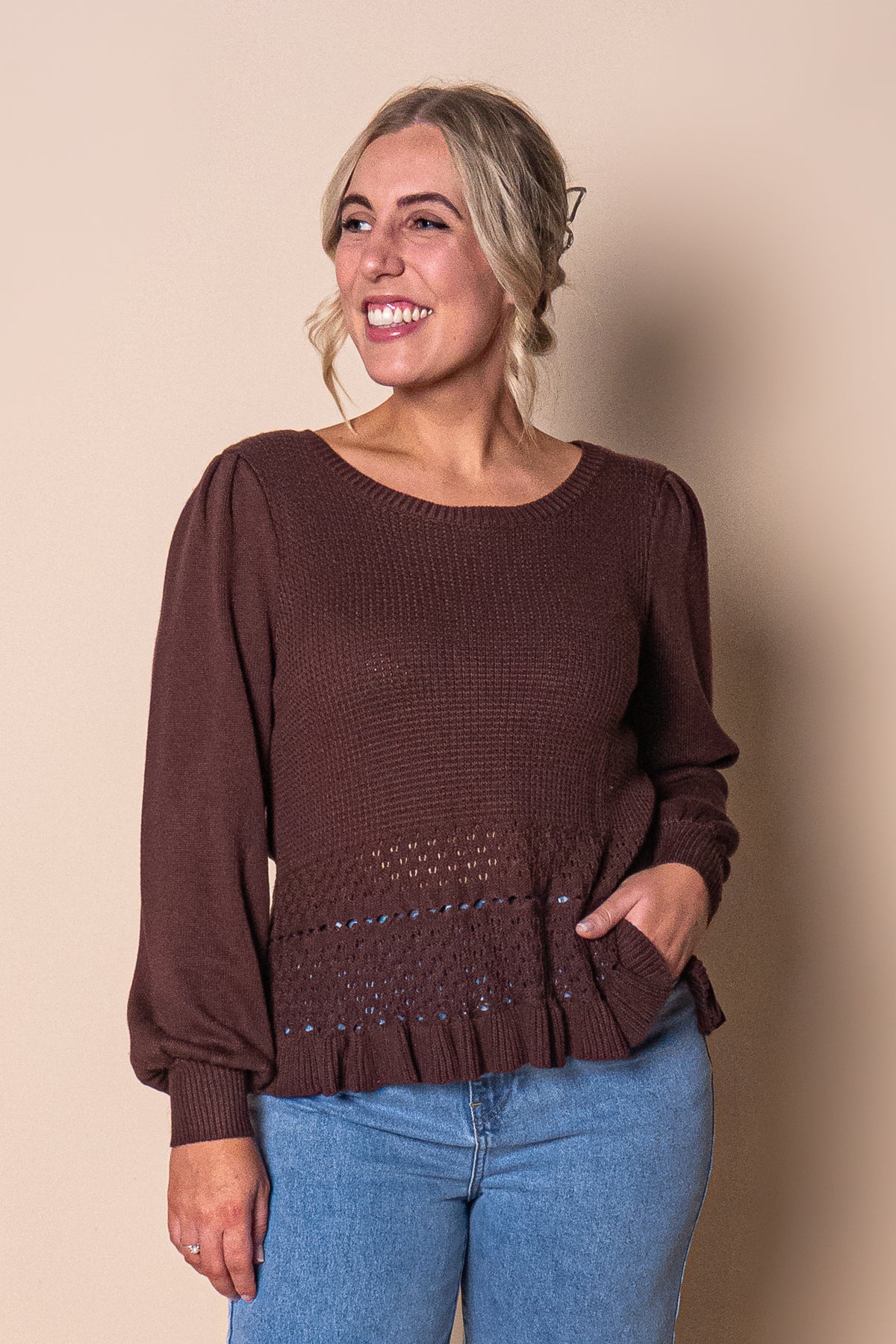 Vicki Knit Jumper in Chocolate