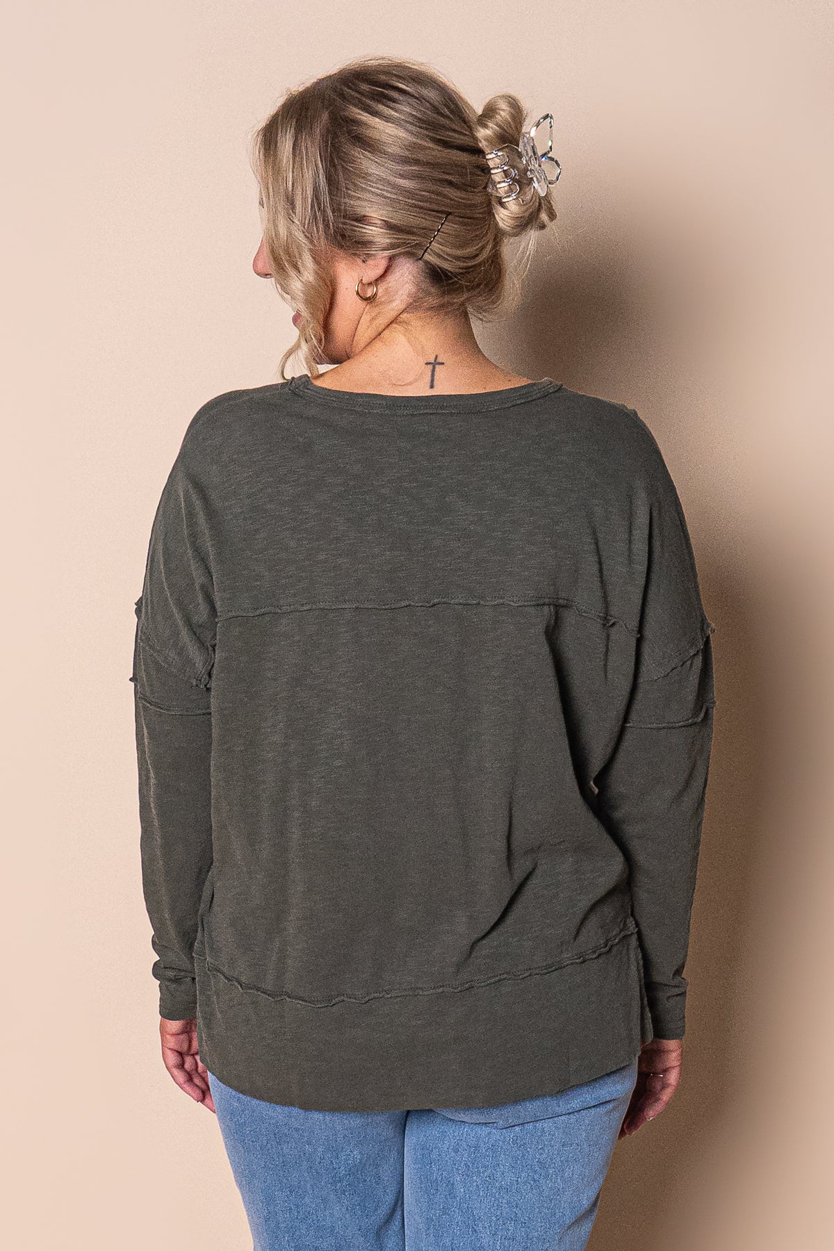 Jayne Throw On Top in Khaki - Foxwood