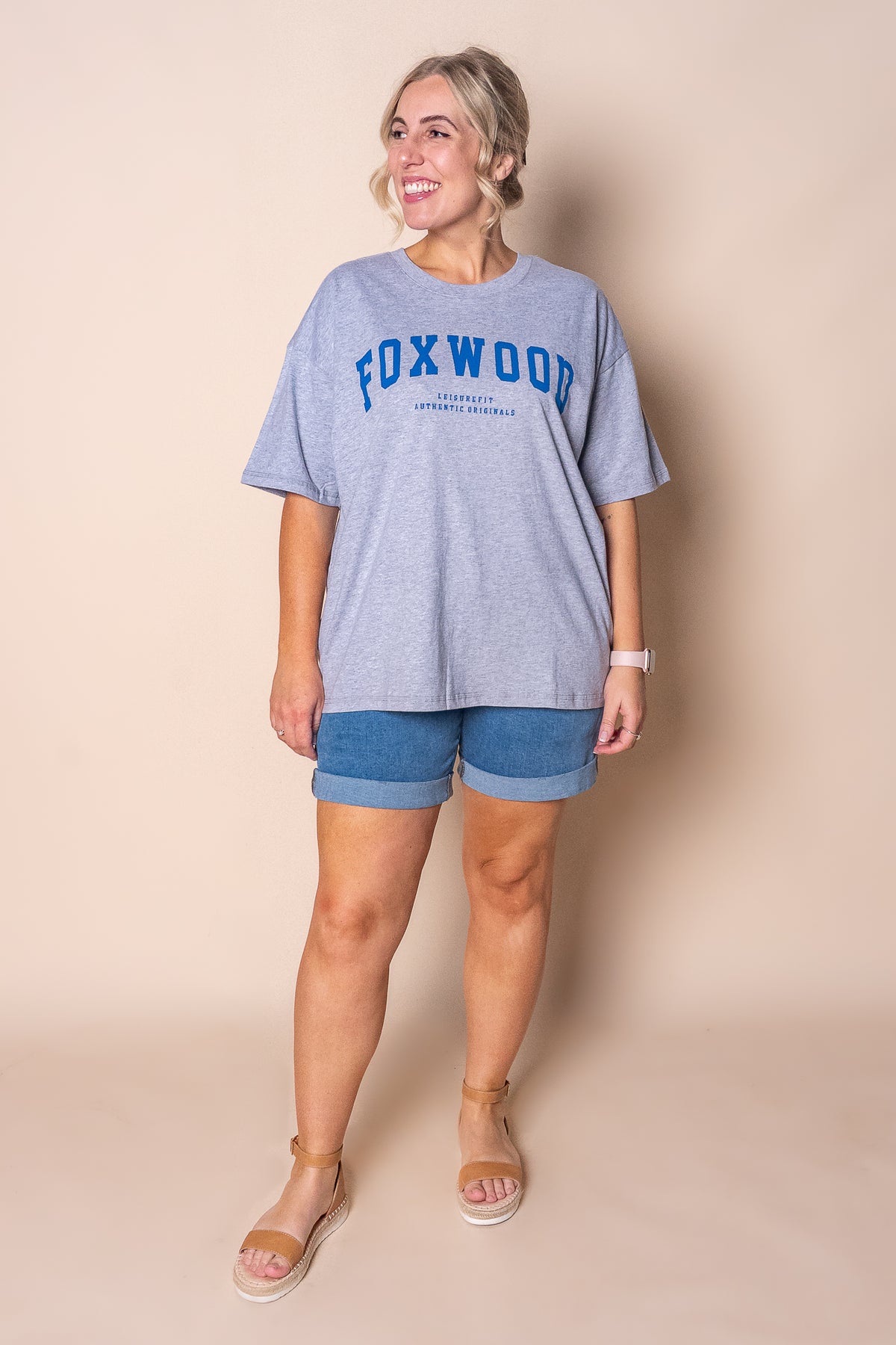 Interval Tee in Grey Marle/Blue - Foxwood