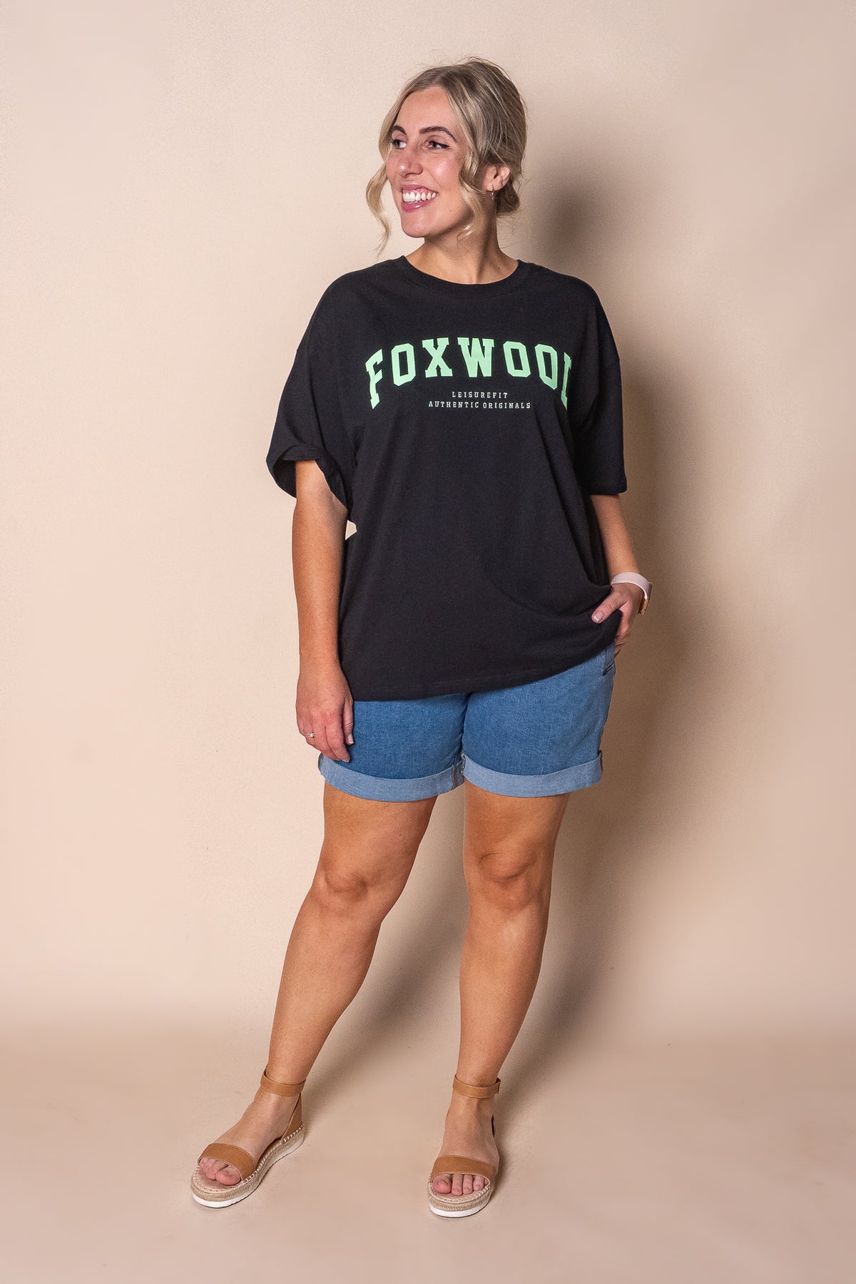 Interval Tee in Washed Black/Bright Green - Foxwood