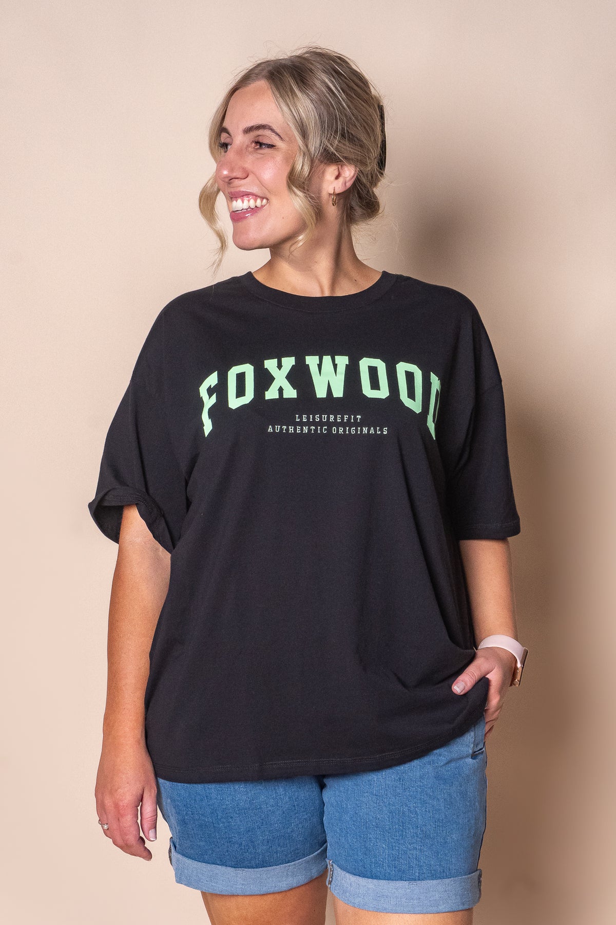 Interval Tee in Washed Black/Bright Green - Foxwood
