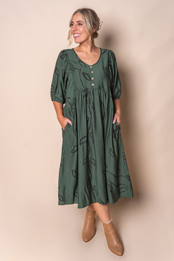 Jada Midi Dress in Dark Green