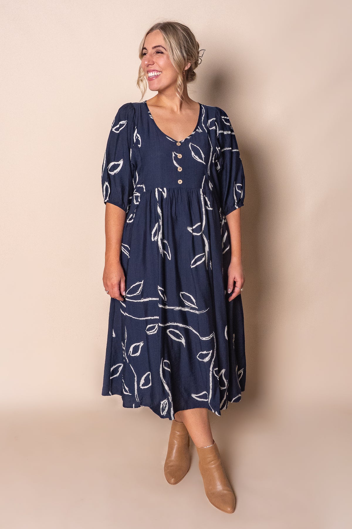 Jada Midi Dress in Navy