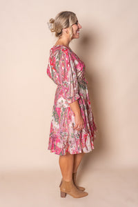 Philomena Gold Metallic Floral Dress in Pink