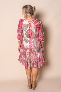 Philomena Gold Metallic Floral Dress in Pink