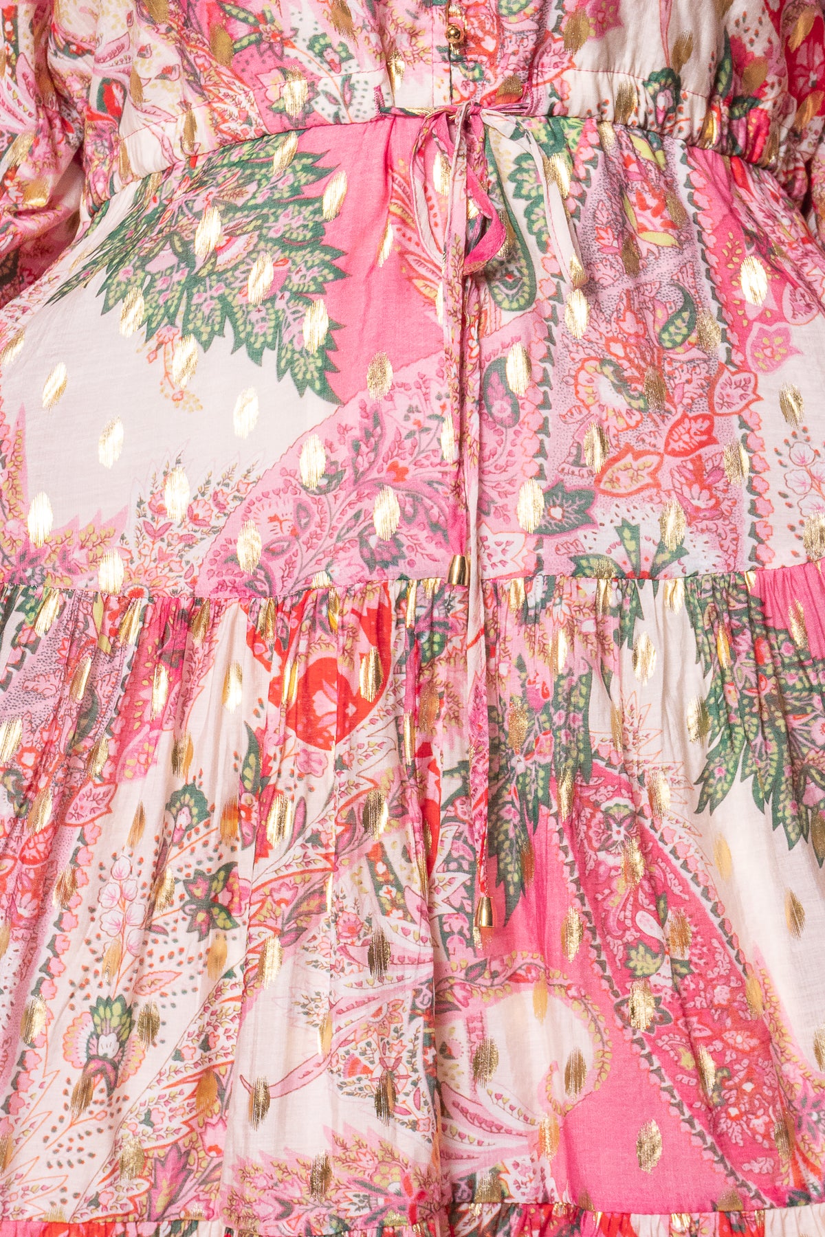 Philomena Gold Metallic Floral Dress in Pink