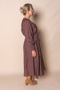 Eleanor Polka Dot Midi Dress in Chocolate