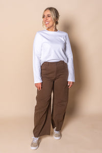 Vinnie Barrel Leg Pants in Chocolate