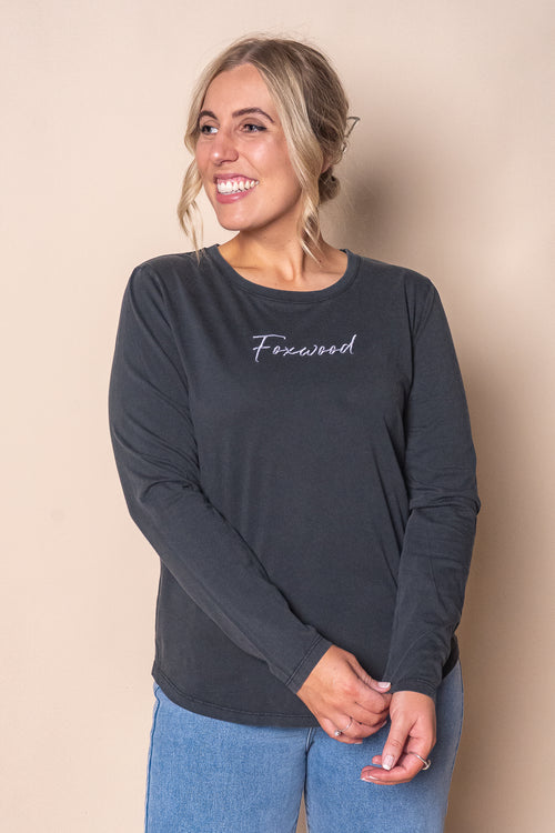 Signature L/S Tee in Washed Black - Foxwood