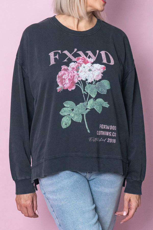Rosa Crew in Washed Black - Foxwood