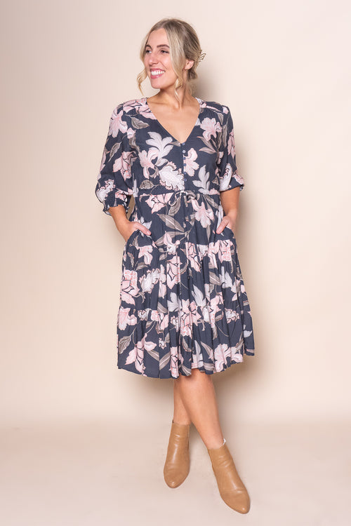 Nancie Floral Dress in Navy