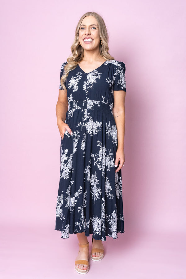 Guinevere Dress in Navy