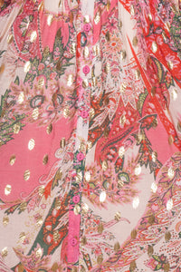 Octavii Gold Metallic Midi Dress in Pink