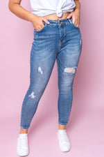 Electra Skinny Jeans in Distressed Mid Denim