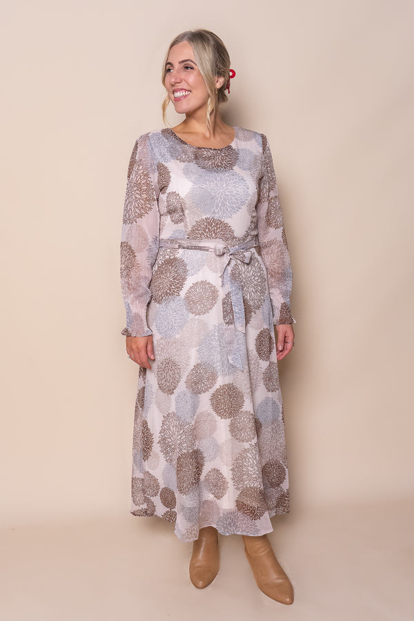 Fortuna Gold Foil Maxi Dress in Blush