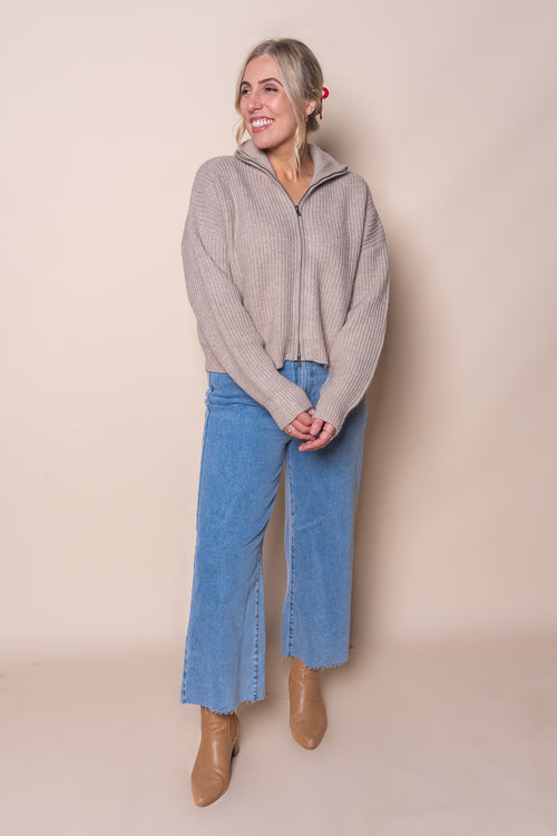 Bridie Knit Zip Through in Oat - All About Eve