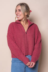 Bridie Knit Zip Through in Berry - All About Eve