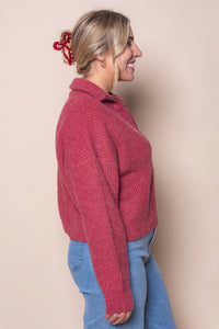 Bridie Knit Zip Through in Berry - All About Eve