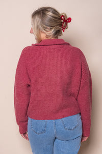 Bridie Knit Zip Through in Berry - All About Eve