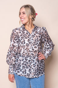 Mona Leopard Print Shirt in White